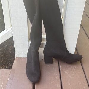 Stuart Weitzman Black Over the Knee Boots with Block Heel